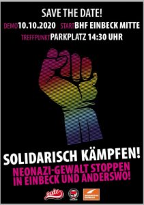 Plakat:Solidarisch Kämpfen Einbeck- demo 10.10.